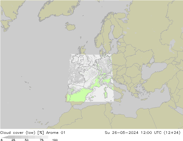 nízká oblaka Arome 01 Ne 26.05.2024 12 UTC