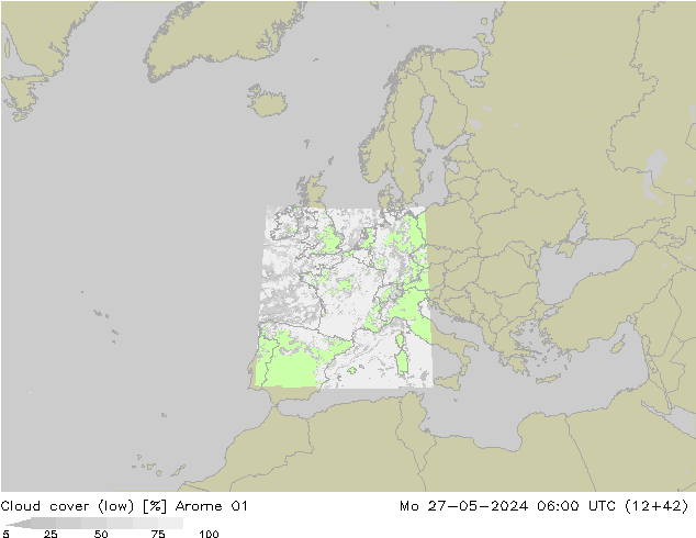 zachmurzenie (niskie) Arome 01 pon. 27.05.2024 06 UTC