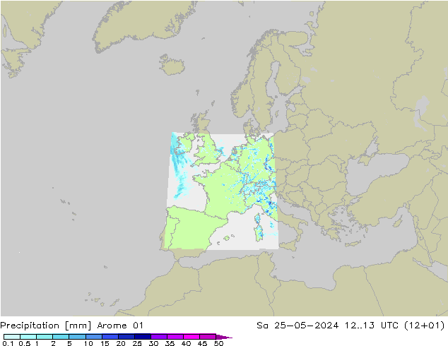 Precipitación Arome 01 sáb 25.05.2024 13 UTC