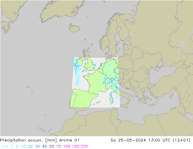 Precipitation accum. Arome 01 So 25.05.2024 13 UTC