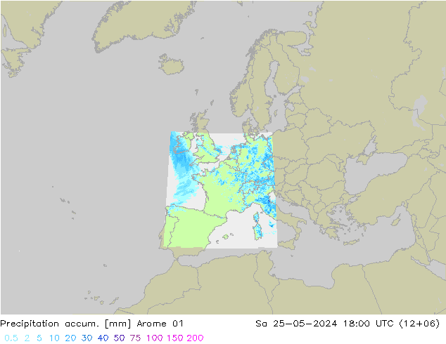 Precipitation accum. Arome 01 Sa 25.05.2024 18 UTC