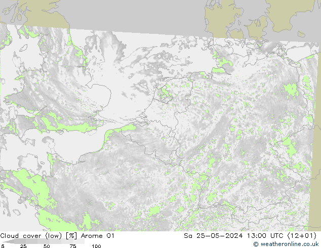 云 (低) Arome 01 星期六 25.05.2024 13 UTC