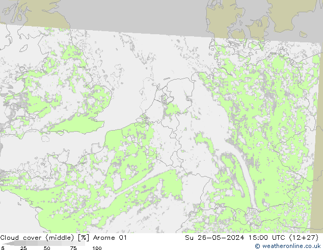 Cloud cover (middle) Arome 01 Su 26.05.2024 15 UTC