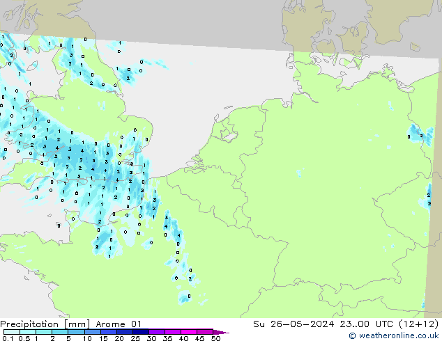 Niederschlag Arome 01 So 26.05.2024 00 UTC