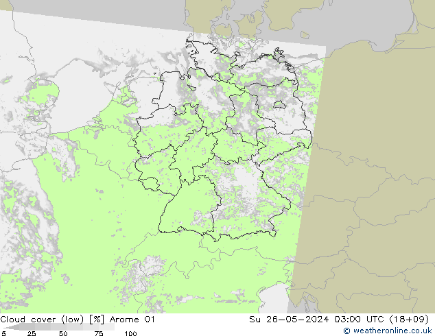 nízká oblaka Arome 01 Ne 26.05.2024 03 UTC