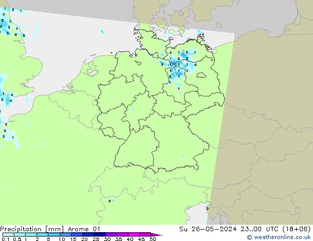 Neerslag Arome 01 zo 26.05.2024 00 UTC