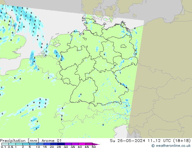 Precipitación Arome 01 dom 26.05.2024 12 UTC