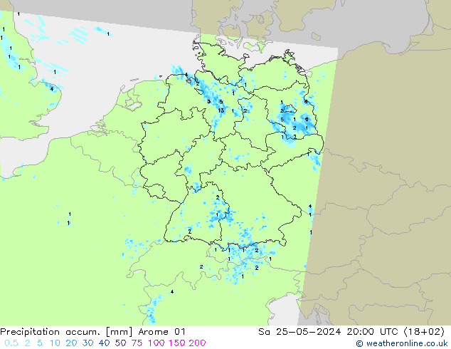 Precipitation accum. Arome 01  25.05.2024 20 UTC