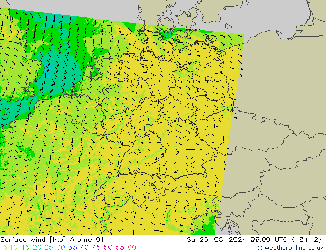 ветер 10 m Arome 01 Вс 26.05.2024 06 UTC