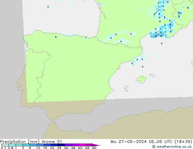 Precipitation Arome 01 Mo 27.05.2024 06 UTC