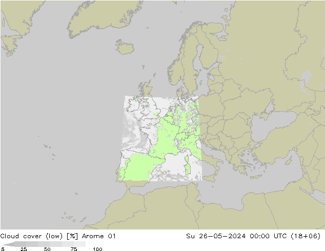 nízká oblaka Arome 01 Ne 26.05.2024 00 UTC