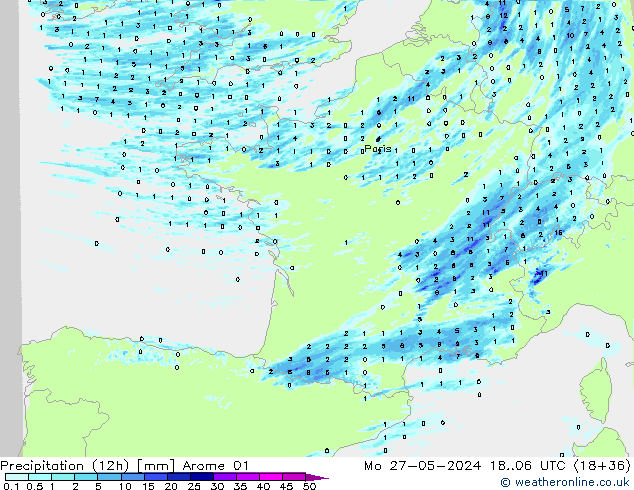 осадки (12h) Arome 01 пн 27.05.2024 06 UTC