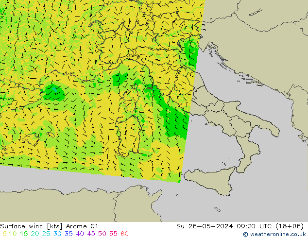 Surface wind Arome 01 Ne 26.05.2024 00 UTC