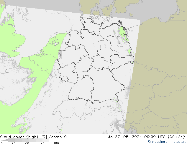 vysoký oblak Arome 01 Po 27.05.2024 00 UTC