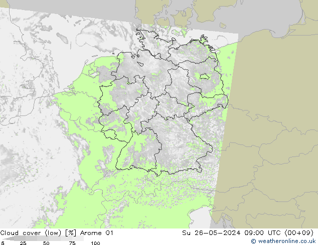 Nuages (bas) Arome 01 dim 26.05.2024 09 UTC