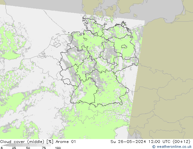 oblačnosti uprostřed Arome 01 Ne 26.05.2024 12 UTC