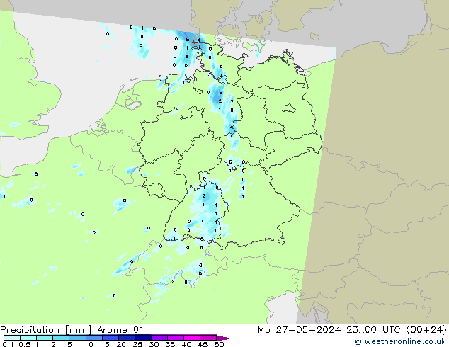 Precipitazione Arome 01 lun 27.05.2024 00 UTC