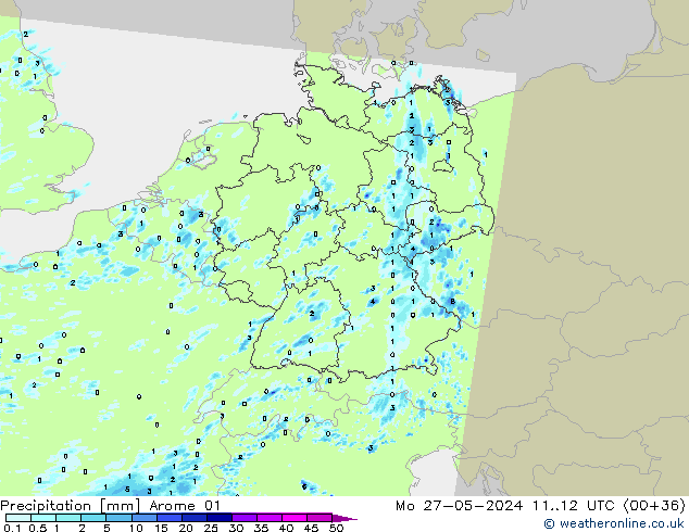 Precipitation Arome 01 Mo 27.05.2024 12 UTC