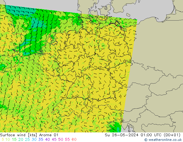 Surface wind Arome 01 Su 26.05.2024 01 UTC