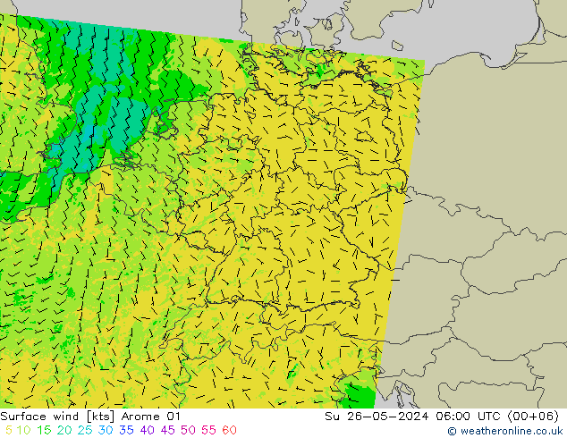 Surface wind Arome 01 Ne 26.05.2024 06 UTC