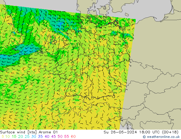  10 m Arome 01  26.05.2024 18 UTC