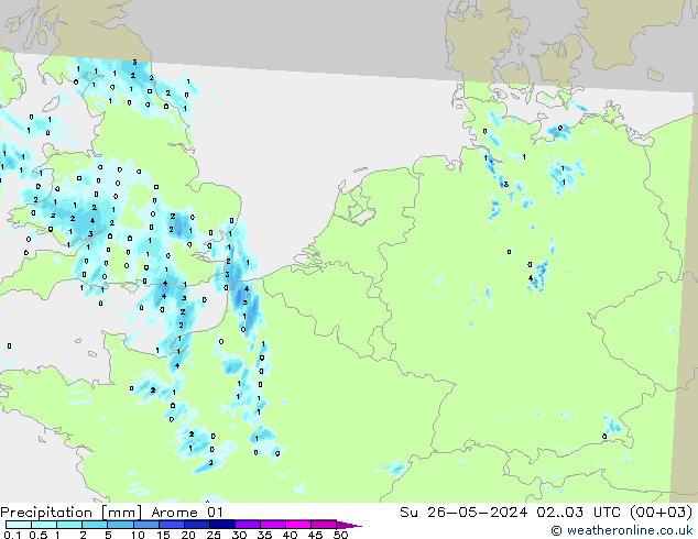 Precipitación Arome 01 dom 26.05.2024 03 UTC