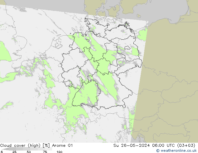 nuvens (high) Arome 01 Dom 26.05.2024 06 UTC