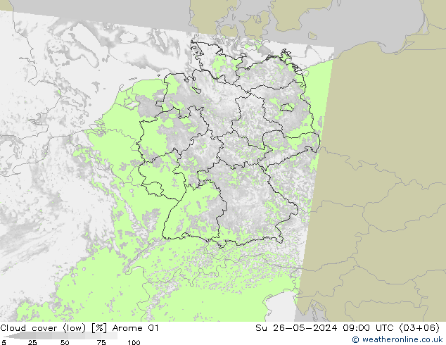 nízká oblaka Arome 01 Ne 26.05.2024 09 UTC