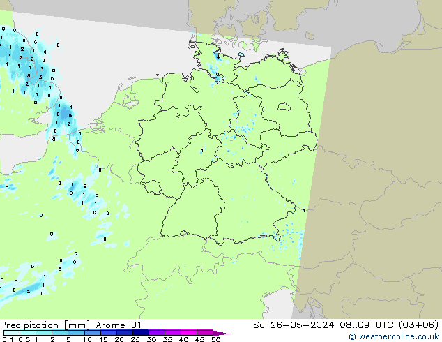 Precipitation Arome 01 Su 26.05.2024 09 UTC