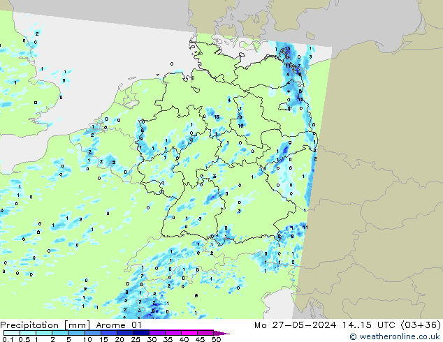 Precipitation Arome 01 Mo 27.05.2024 15 UTC