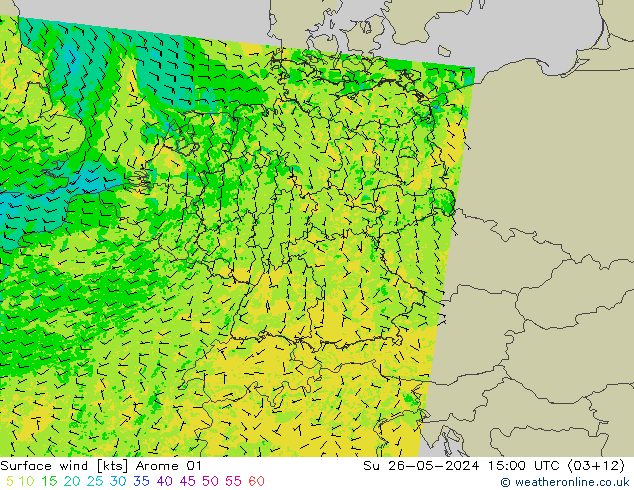 Surface wind Arome 01 Su 26.05.2024 15 UTC