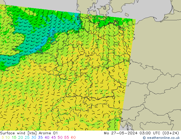 Surface wind Arome 01 Po 27.05.2024 03 UTC