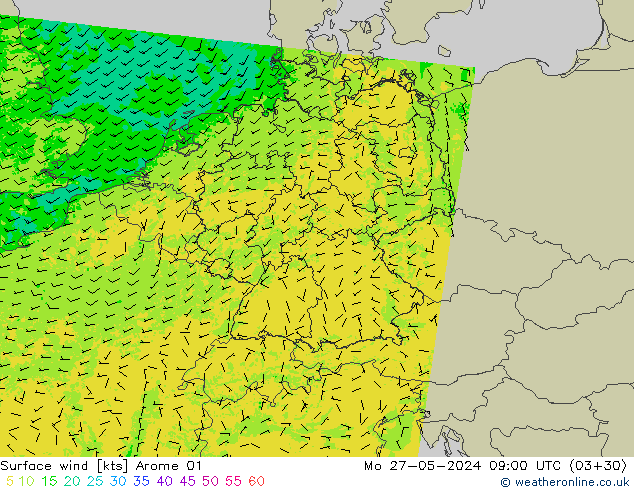 Wind 10 m Arome 01 ma 27.05.2024 09 UTC
