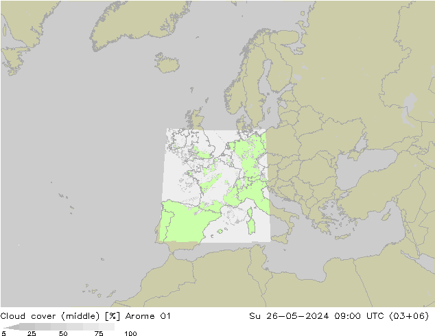 Nubes medias Arome 01 dom 26.05.2024 09 UTC