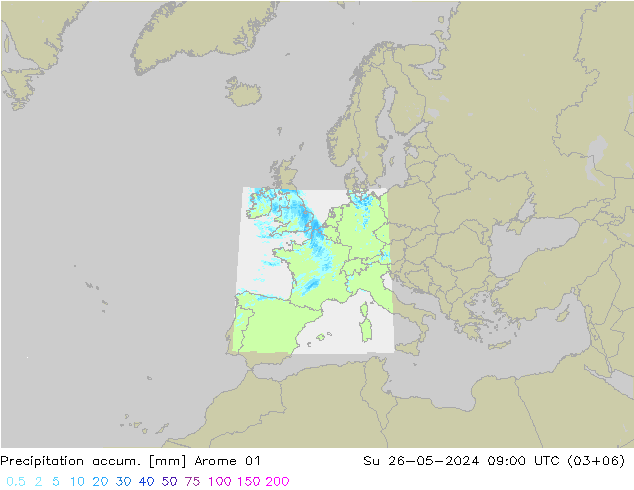 Precipitation accum. Arome 01 Ne 26.05.2024 09 UTC