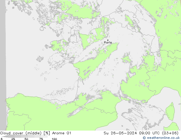 zachmurzenie (środk.) Arome 01 nie. 26.05.2024 09 UTC