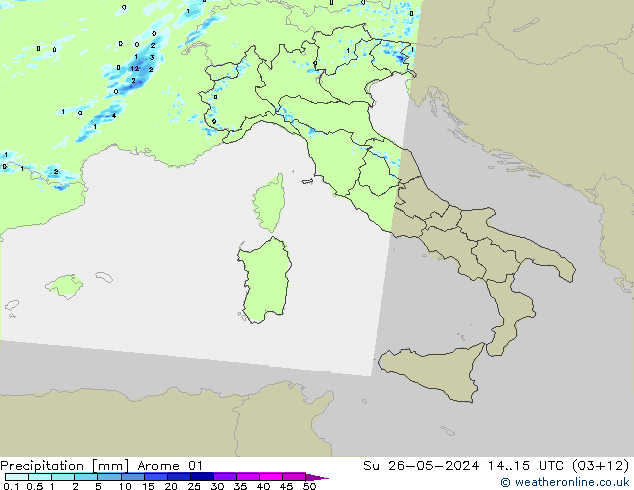 Niederschlag Arome 01 So 26.05.2024 15 UTC