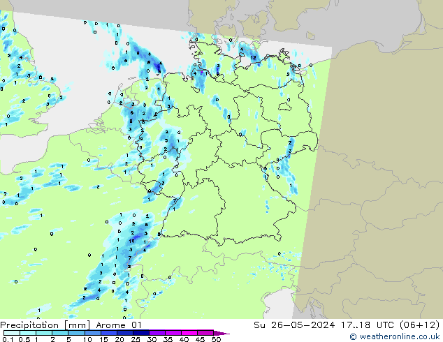 Precipitation Arome 01 Su 26.05.2024 18 UTC