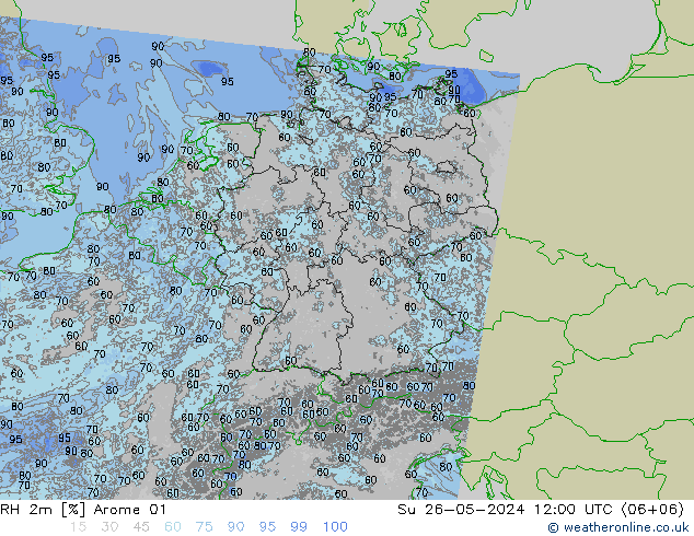 RH 2m Arome 01 Вс 26.05.2024 12 UTC