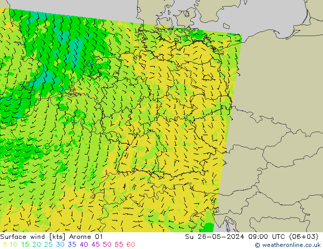 Bodenwind Arome 01 So 26.05.2024 09 UTC