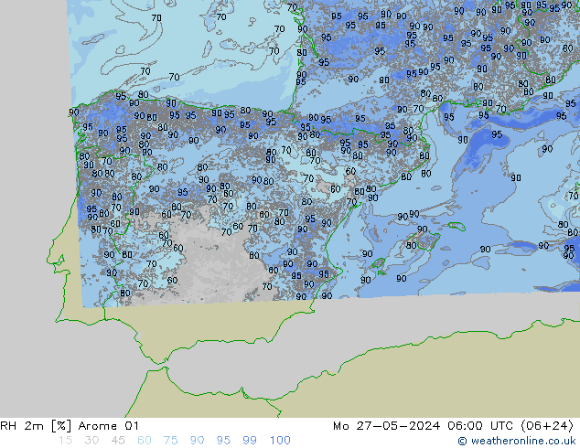 RH 2m Arome 01 пн 27.05.2024 06 UTC