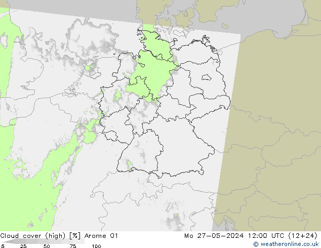 Nuages (élevé) Arome 01 lun 27.05.2024 12 UTC