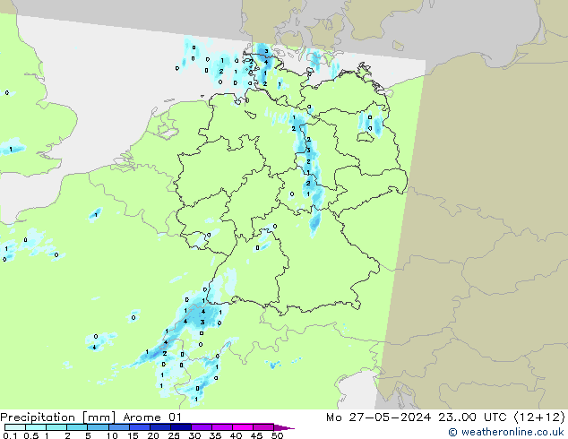 降水 Arome 01 星期一 27.05.2024 00 UTC