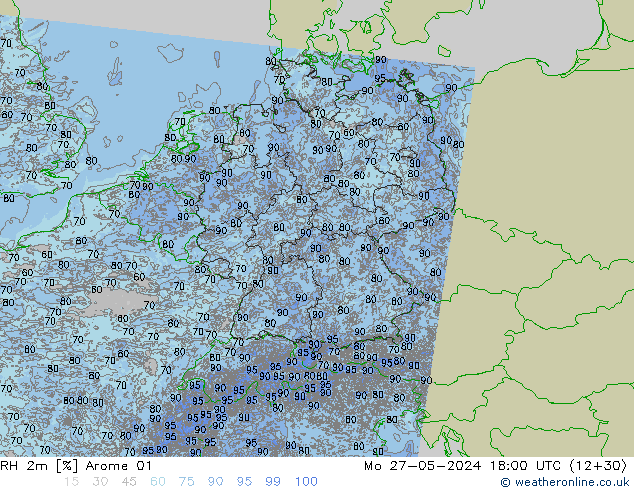 RH 2m Arome 01 пн 27.05.2024 18 UTC