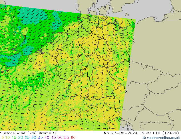 Bodenwind Arome 01 Mo 27.05.2024 12 UTC