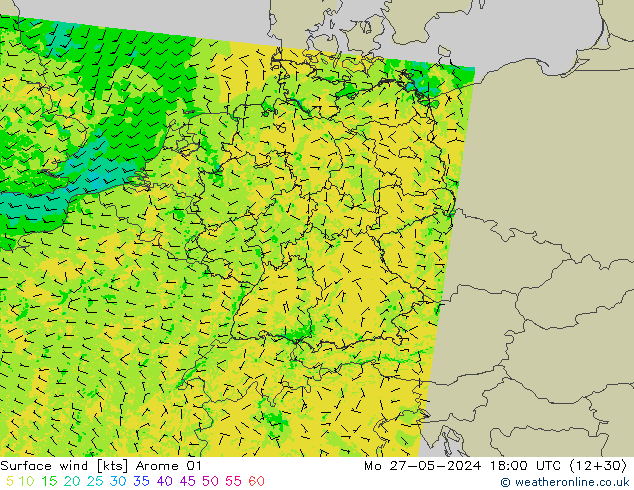 Bodenwind Arome 01 Mo 27.05.2024 18 UTC