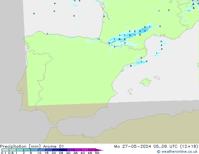 осадки Arome 01 пн 27.05.2024 06 UTC