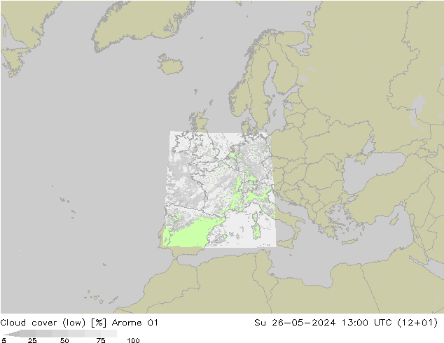 Bulutlar (düşük) Arome 01 Paz 26.05.2024 13 UTC