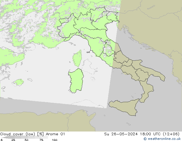 Nubi basse Arome 01 dom 26.05.2024 18 UTC