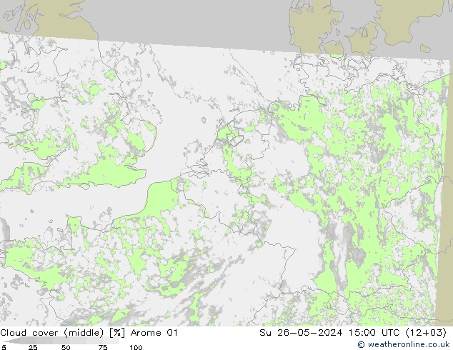 Cloud cover (middle) Arome 01 Su 26.05.2024 15 UTC